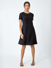 Roman Black Textured A-Line Stretch Dress - Image 2 of 5