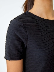Roman Black Textured A-Line Stretch Dress - Image 5 of 5