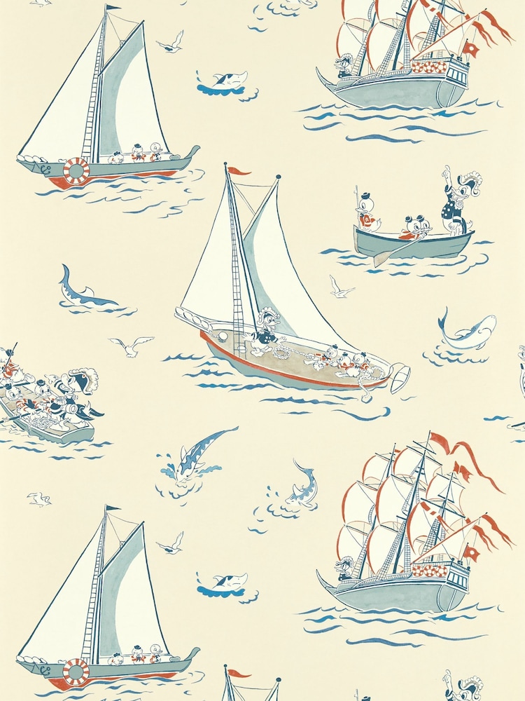 Sanderson Sea Salt Donald Nautical Wallpaper Sample - Image 1 of 1