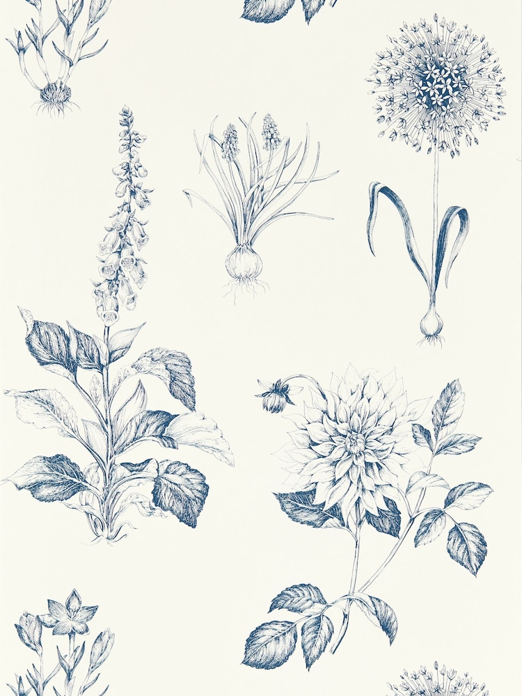 Clarke and Clarke Midnight Roseraie Wallpaper Sample - Image 1 of 1
