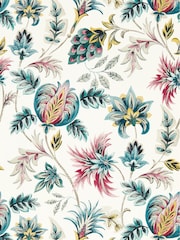 Clarke and Clarke Teal Berry Sizergh Wallpaper Sample - Image 1 of 1