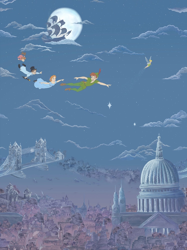 Sanderson Evening Blue Peter Pan Wallpaper Sample - Image 1 of 1
