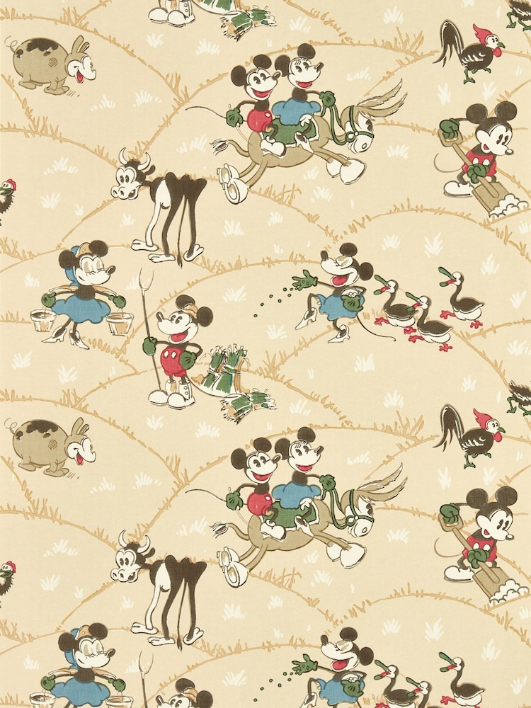 Sanderson Butterscotch Mickey At The Farm Wallpaper Sample - Image 1 of 1