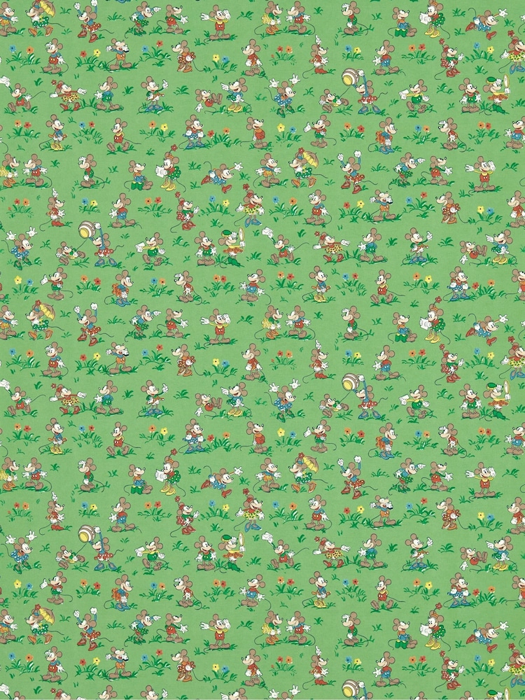 Sanderson Gumball Green Mickey & Minnie Wallpaper Sample - Image 1 of 1