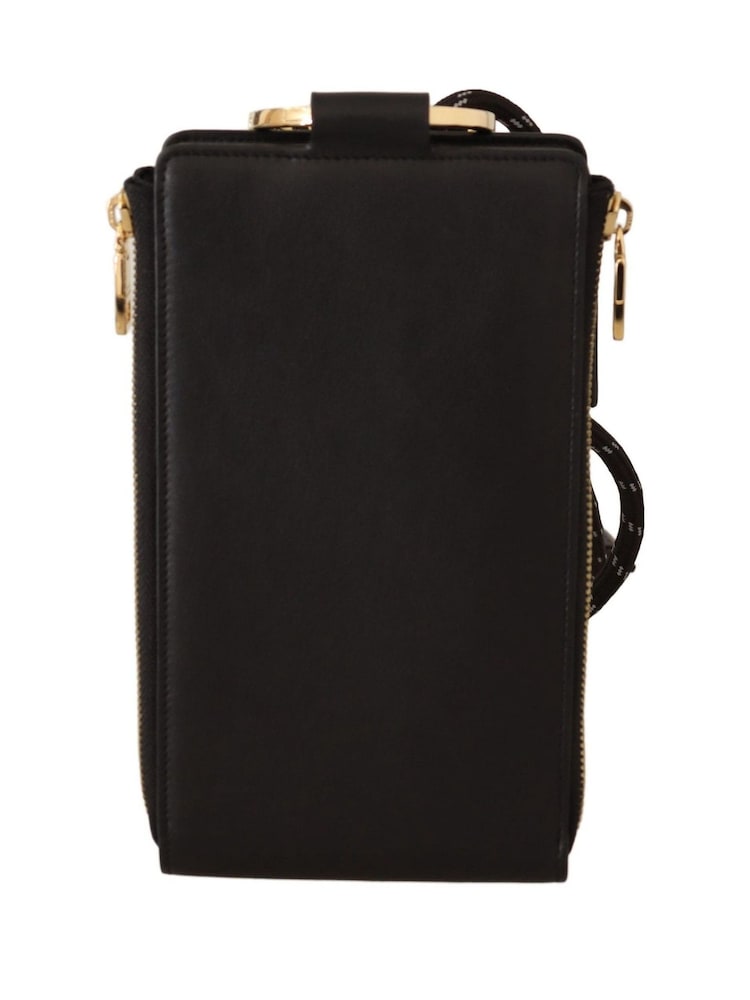 Dolce & Gabbana Leather Logo Plaque Neck Strap Card Coin Black Wallet - Image 6 of 6