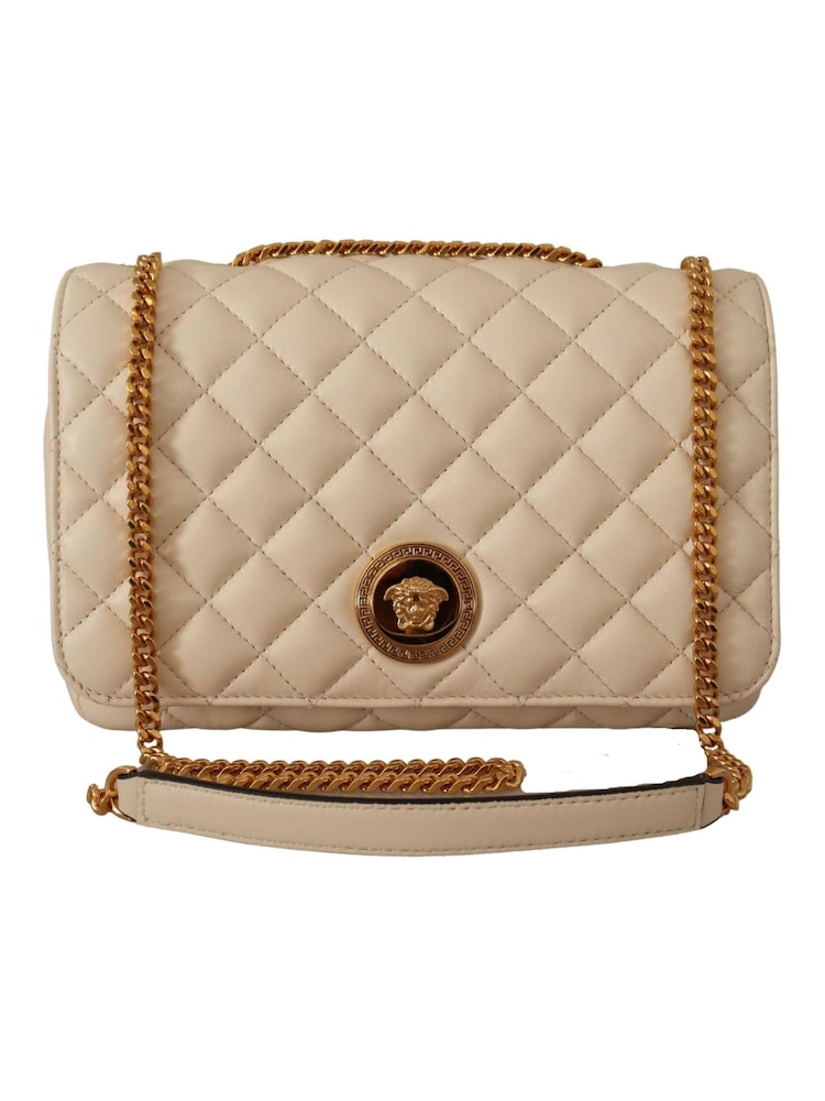 Versace White Nappa Leather Medusa Shoulder Bag - Image 1 of 6