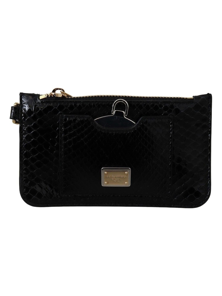 Dolce & Gabbana Leather Coin Purse Wristlet Mirror Agnese Black Wallet - Image 1 of 4