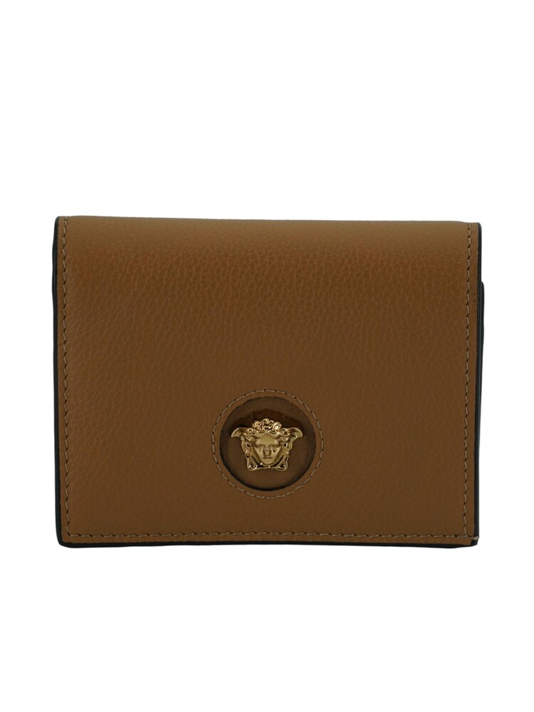 Versace Brown Compact Calf Leather Wallet with Medusa Logo Detail - Image 1 of 6