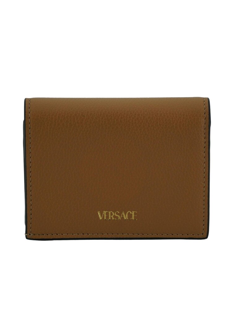 Versace Brown Compact Calf Leather Wallet with Medusa Logo Detail - Image 2 of 6