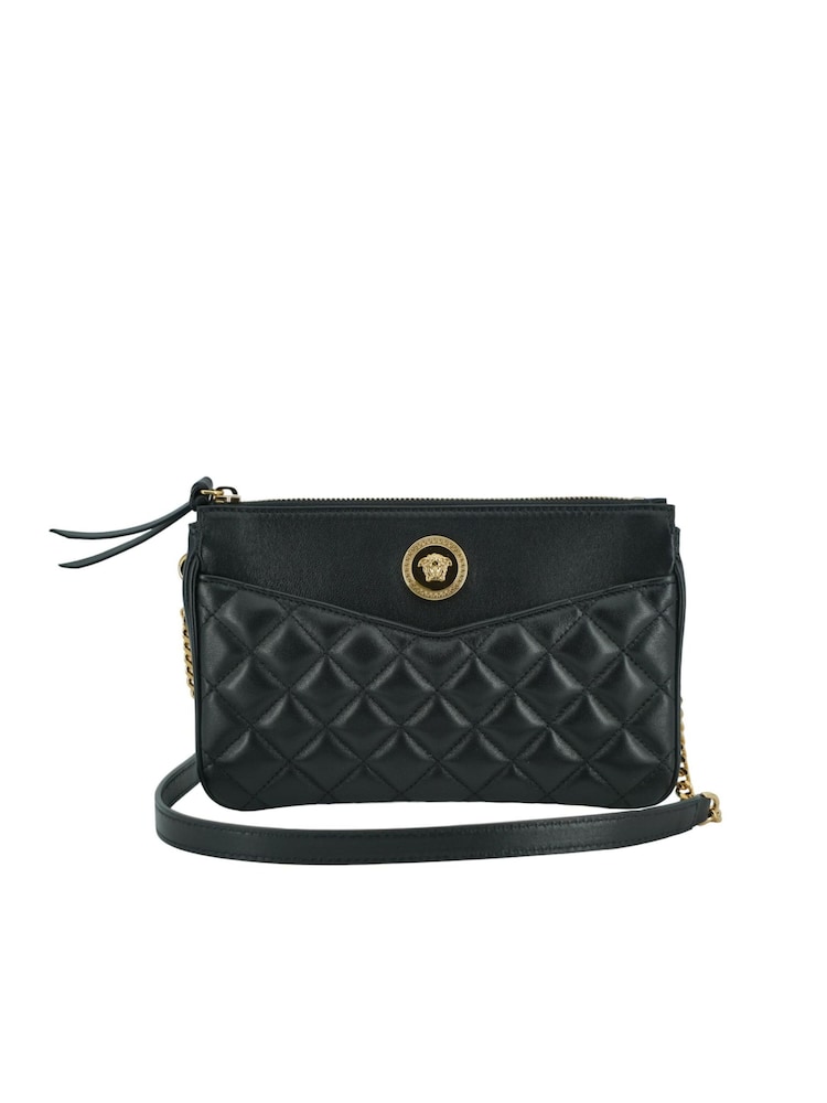 Versace Black Versace Black Lamb Leather Pouch Crossbody Bag - Image 1 of 5