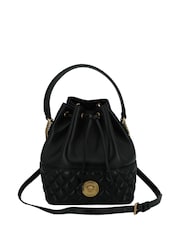 Versace Black Lamb Leather Versace Bucket Shoulder Bag with Medusa Logo - Image 1 of 5