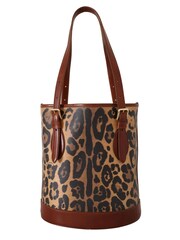 Dolce & Gabbana Leopard Pattern Shopping Tote Hand Bucket Brown Purse - Image 2 of 6