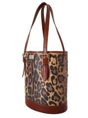Dolce & Gabbana Leopard Pattern Shopping Tote Hand Bucket Brown Purse - Image 3 of 6