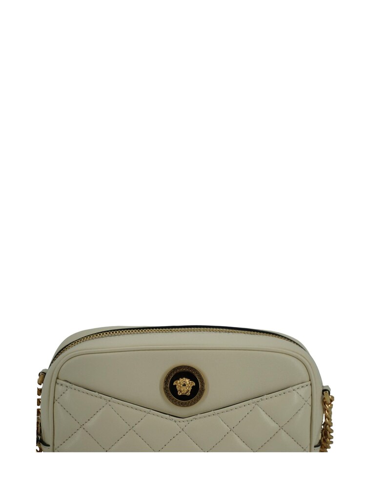 Versace White Small Leather Camera Cross-Body Bag with Gold Tone Hardware - Image 2 of 5