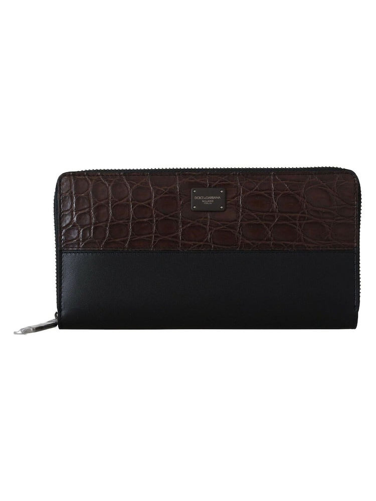 Dolce & Gabbana Black Zip Around Continental Clutch Exotic Leather Wallet - Image 1 of 5