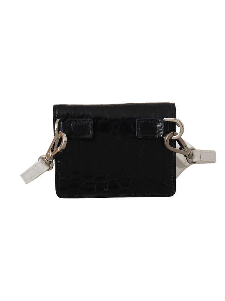 Dolce & Gabbana Blue White Caiman Leather Strap Card Holder Wallet - Image 2 of 6