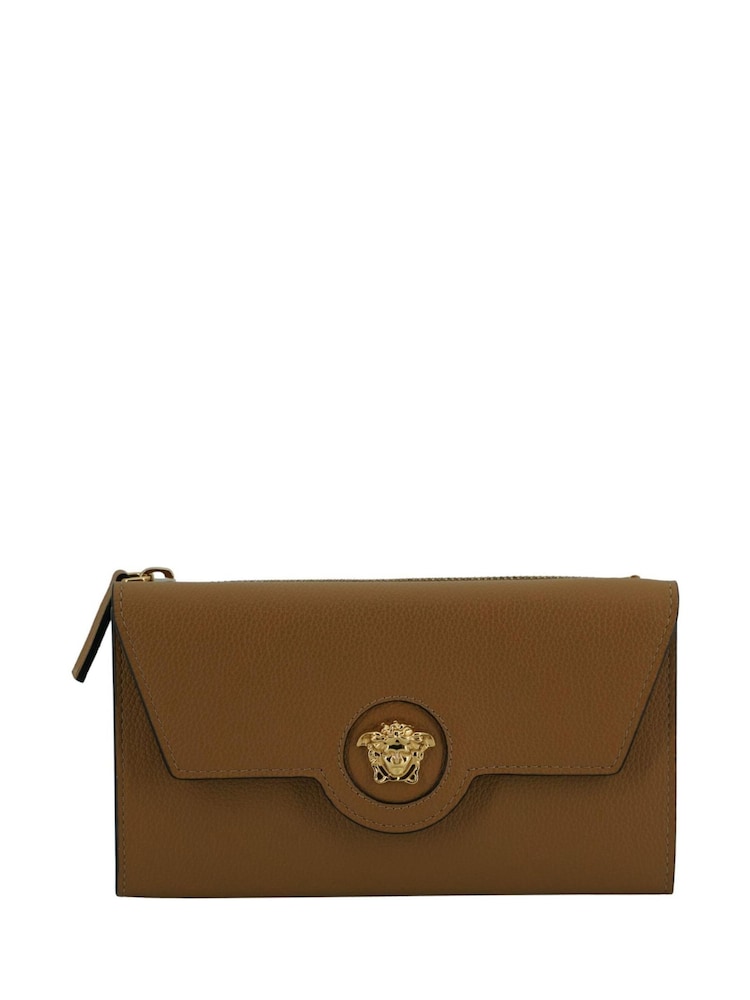 Versace Medusa Head Logo Calf Leather Brown Wallet with Gold Tone Hardware - Image 1 of 6