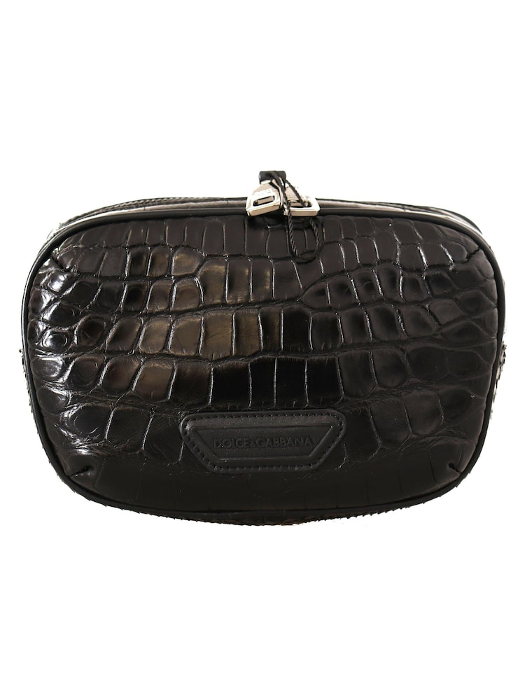 Dolce & Gabbana Black DG Logo Exotic Leather Fanny Pack Pouch Bag - Image 1 of 6