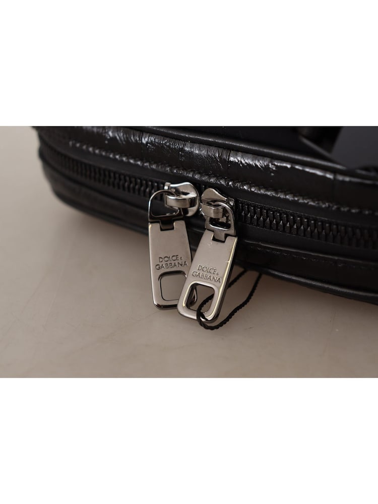 Dolce & Gabbana Black DG Logo Exotic Leather Fanny Pack Pouch Bag - Image 6 of 6