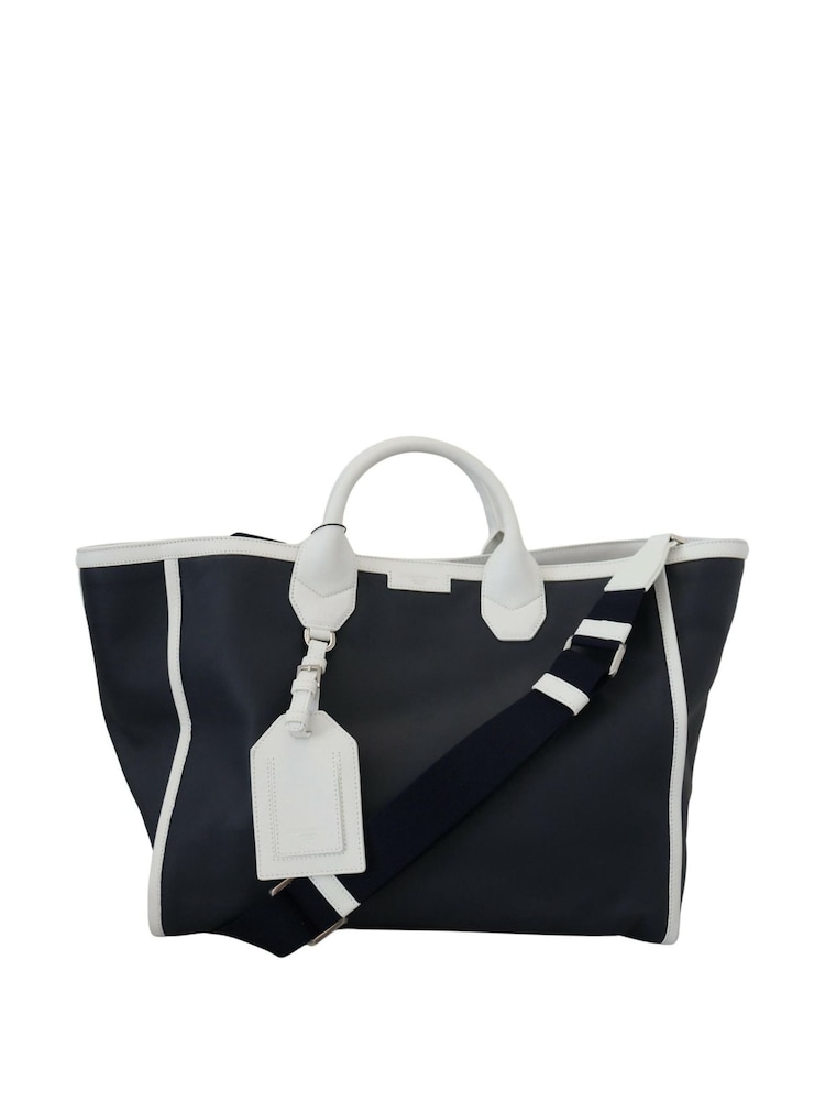 Dolce & Gabbana Blue White Blue Leather Shopping Tote Bag - Image 1 of 6