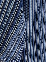 River Island Blue Regular Fit Crochet Stripe Revere 100% Cotton Shirt - Image 4 of 4
