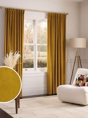 Gold Dark Matte Velvet Pencil Pleat Blackout/Thermal Curtains - Image 1 of 9