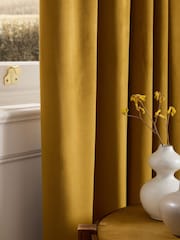 Gold Dark Matte Velvet Pencil Pleat Blackout/Thermal Curtains - Image 6 of 9