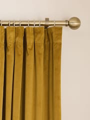 Gold Dark Matte Velvet Pencil Pleat Blackout/Thermal Curtains - Image 7 of 9