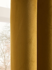 Gold Dark Matte Velvet Pencil Pleat Blackout/Thermal Curtains - Image 8 of 9