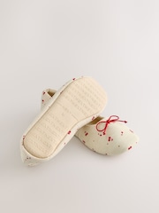 Ecru Cherries Linen Blend Ballet Slippers - Image 5 of 7