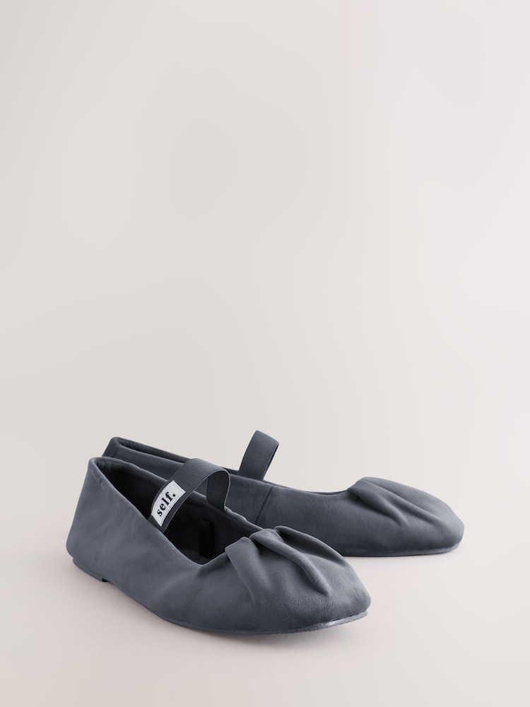 self. Charcoal Grey Ballet Slippers - Image 2 of 5