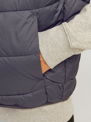 JACK & JONES Grey Packable Padded Collarless Gilet - Image 3 of 8