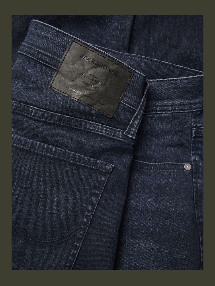 深藍色 - Jack & Jones Glenn修身剪裁牛仔褲 - 圖片 10，共 10