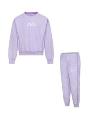Nike Pink Little Kids Essential Crew and Joggers Tracksuit - Image 1 of 4