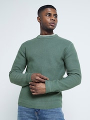 River Island слім фіт лонгслів вафельна тканина круглий виріз світшот - Image 1 of 4