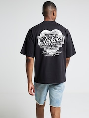 River Island Black Short Sleeve 100% Cotton Heart Print Moto T-Shirt - Image 2 of 4