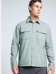 River Island Green Regular Fit 100% Cotton Long Sleeve Jersey Overshirt - Image 1 of 4