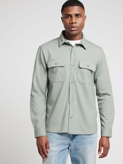 River Island Green Regular Fit 100% Cotton Long Sleeve Jersey Overshirt - Image 2 of 4