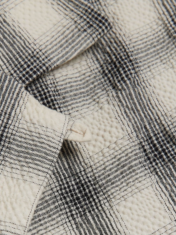River Island Cream Short Sleeve 100% Cotton Check Revere Shirt - Image 4 of 4