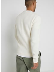 River Island Cream Slim Fit Long Sleeve Waffle Crew Sweatshirt - Image 2 of 6