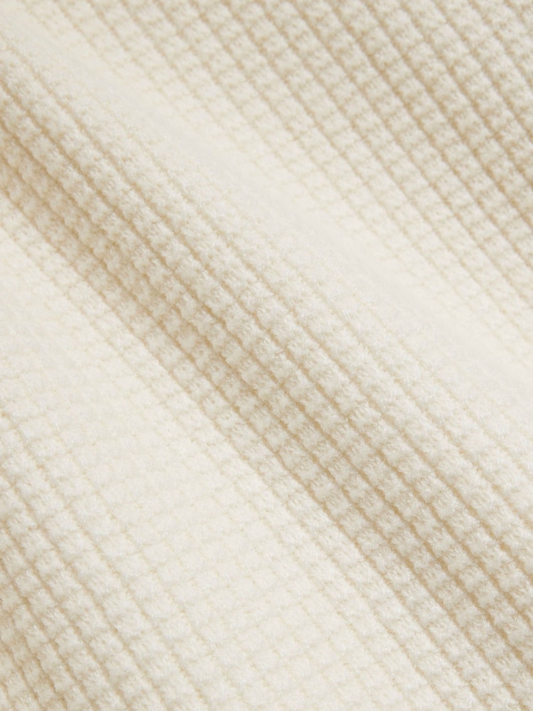 River Island Cream Slim Fit Long Sleeve Waffle Crew Sweatshirt - Image 6 of 6
