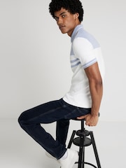 River Island White Muscle Fit Chest Blocked 100% Cotton Polo Shirt - Image 2 of 4