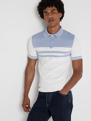 River Island White Muscle Fit Chest Blocked 100% Cotton Polo Shirt - Image 3 of 4