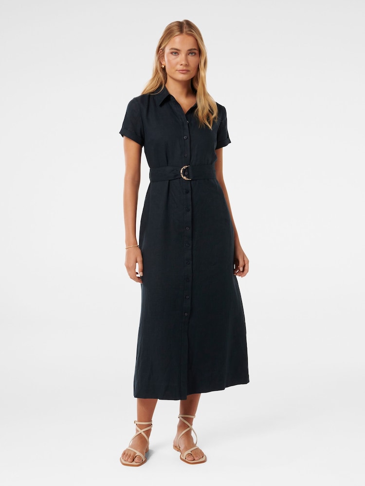 Forever New Black Pure Linen Briley Shirt Dress - Image 1 of 4