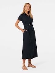 Forever New Black Pure Linen Briley Shirt Dress - Image 3 of 4