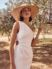 Forever New Serena One Shoulder Mini Dress with a Touch of Linen - Image 1 of 5