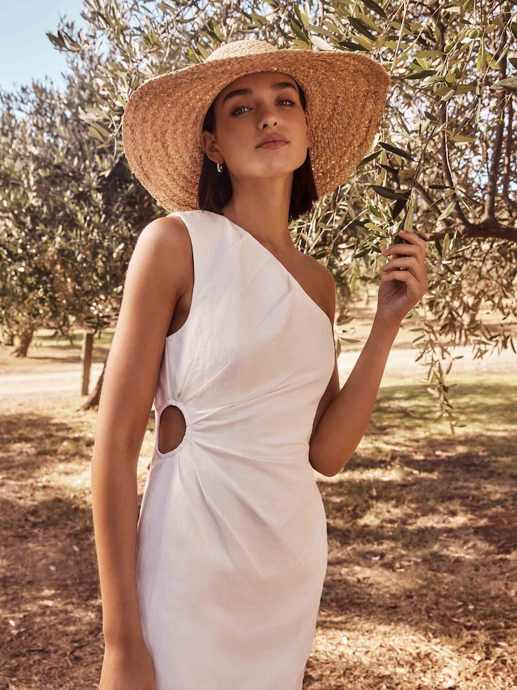 Forever New Serena One Shoulder Mini Dress with a Touch of Linen - Image 1 of 5
