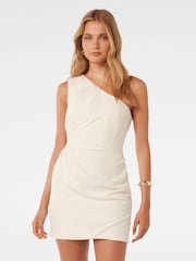 Forever New Serena One Shoulder Mini Dress with a Touch of Linen - Image 2 of 5