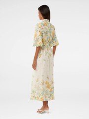Forever New White Ivy Petite Puff Sleeves Midi Dress with A Touch Of Linen - Image 4 of 4