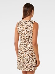 Forever New Cream Leopard Print Caprice Scoop Neck Mini Dress - Image 4 of 5